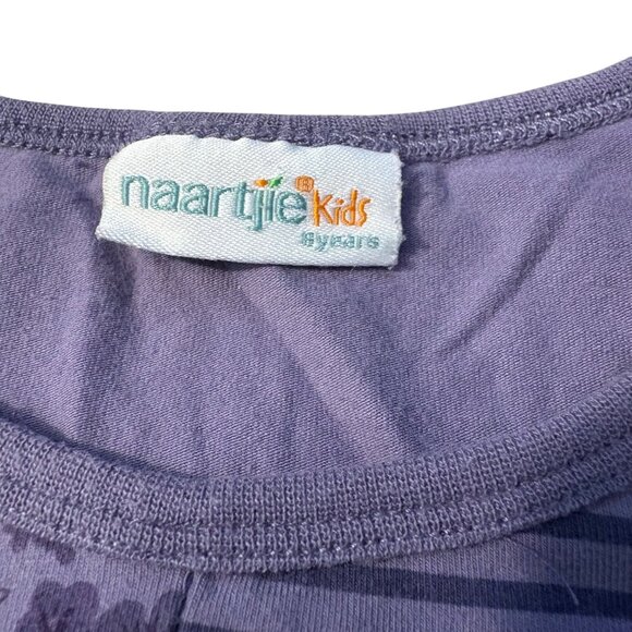 Naartjie Kids Purple Long-Sleeve Tunic Top With Mixed Patterns & Ruffled Hem - Picture 2 of 3